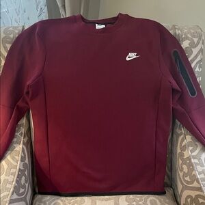 Nike Tech Burgundy Sweatshirt with White Logo